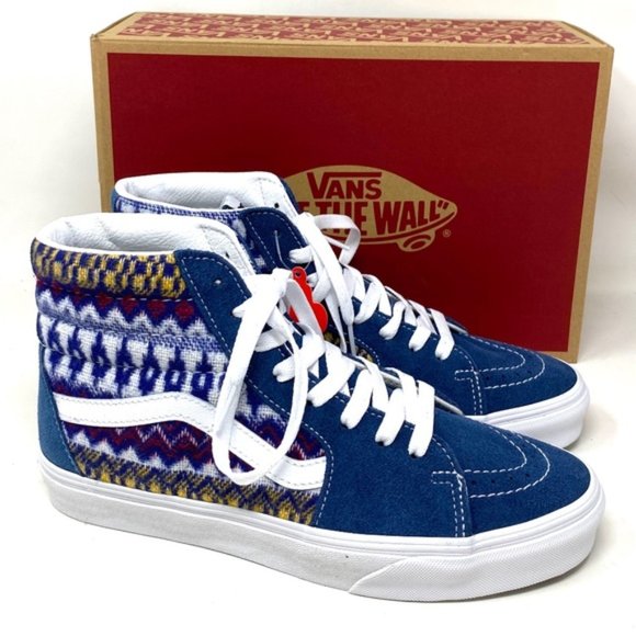 VANS Sk8-Hi Blue Multicolor Women's Suede Canvas Shoes Sneakers Size VN0A7Q5NBER - Picture 3 of 10